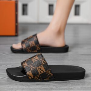 Men'S British Style Non-Slip Outdoor Slippers, Plaid Soft-Soled Home Slippers, Summer Breathable Beach Shoes, Water Shoes